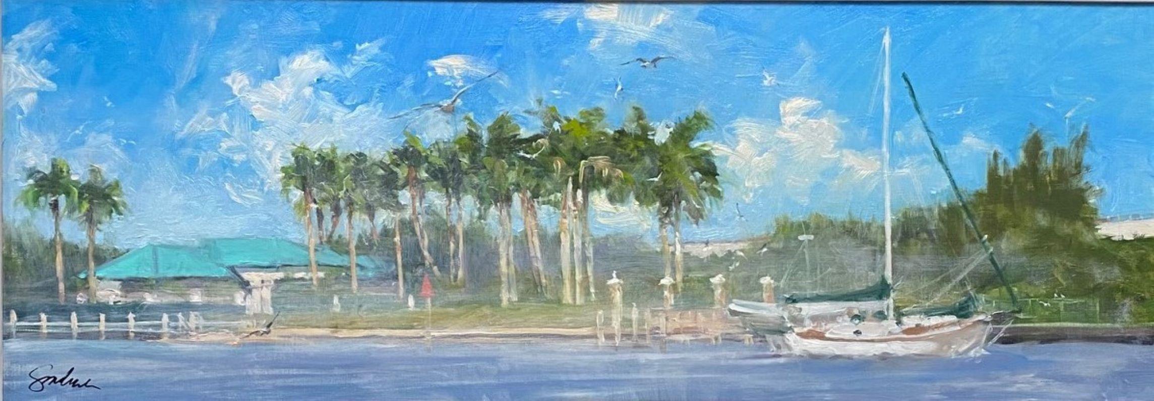 Foggy Morn, original impressionist coastal landscape - Painting by Joseph Sundwall