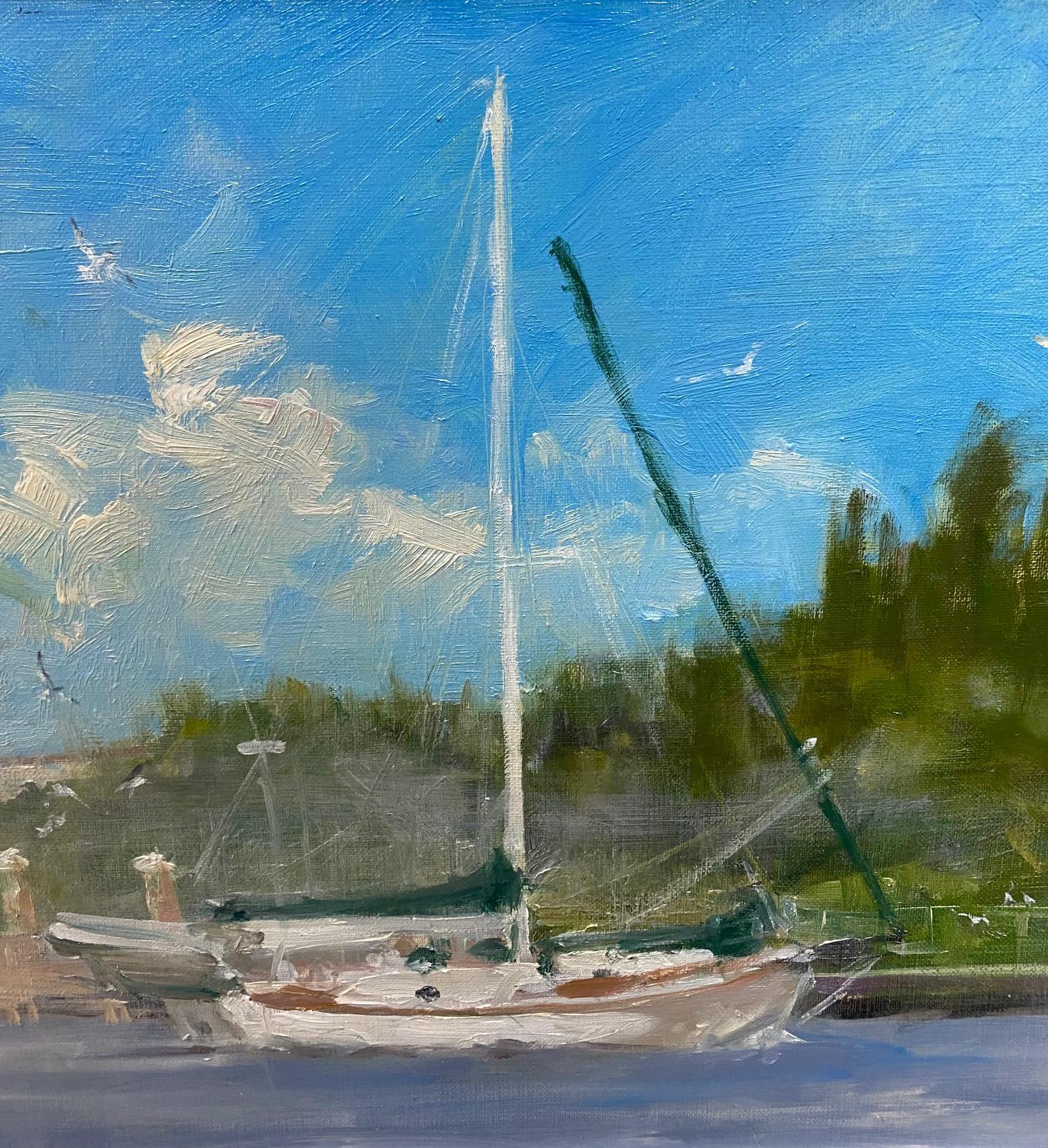 Foggy Morn, original impressionist coastal landscape For Sale 1
