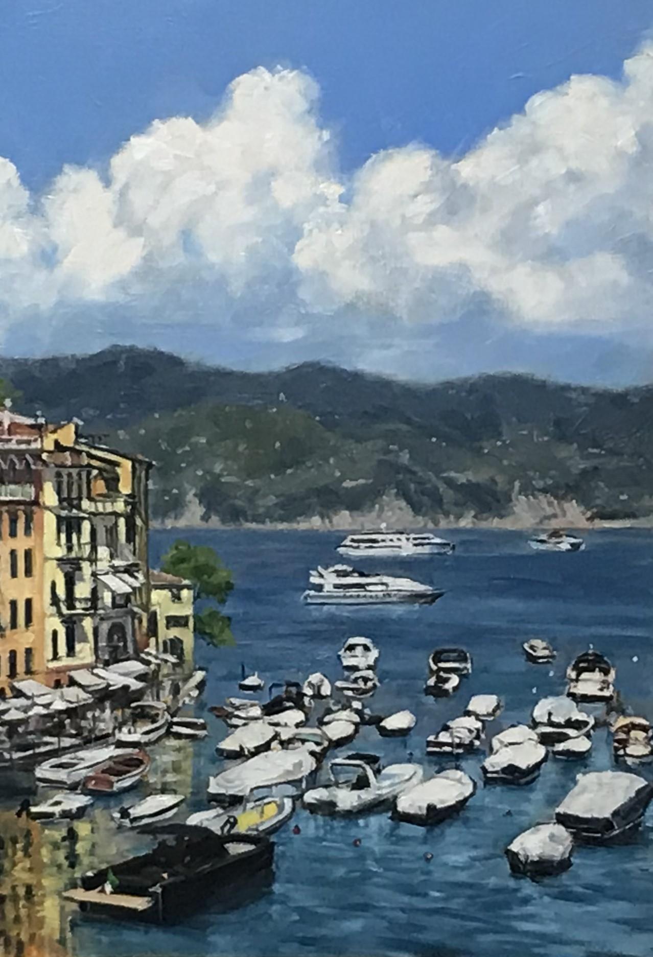 High Noon, Portofino, original 30x40 impressionist Italian marine landscape For Sale 1