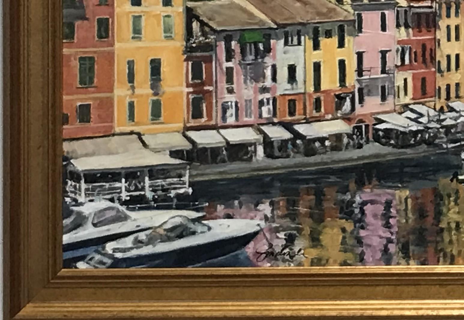 High Noon, Portofino, paesaggio marino italiano impressionista originale 30x40 in vendita 2