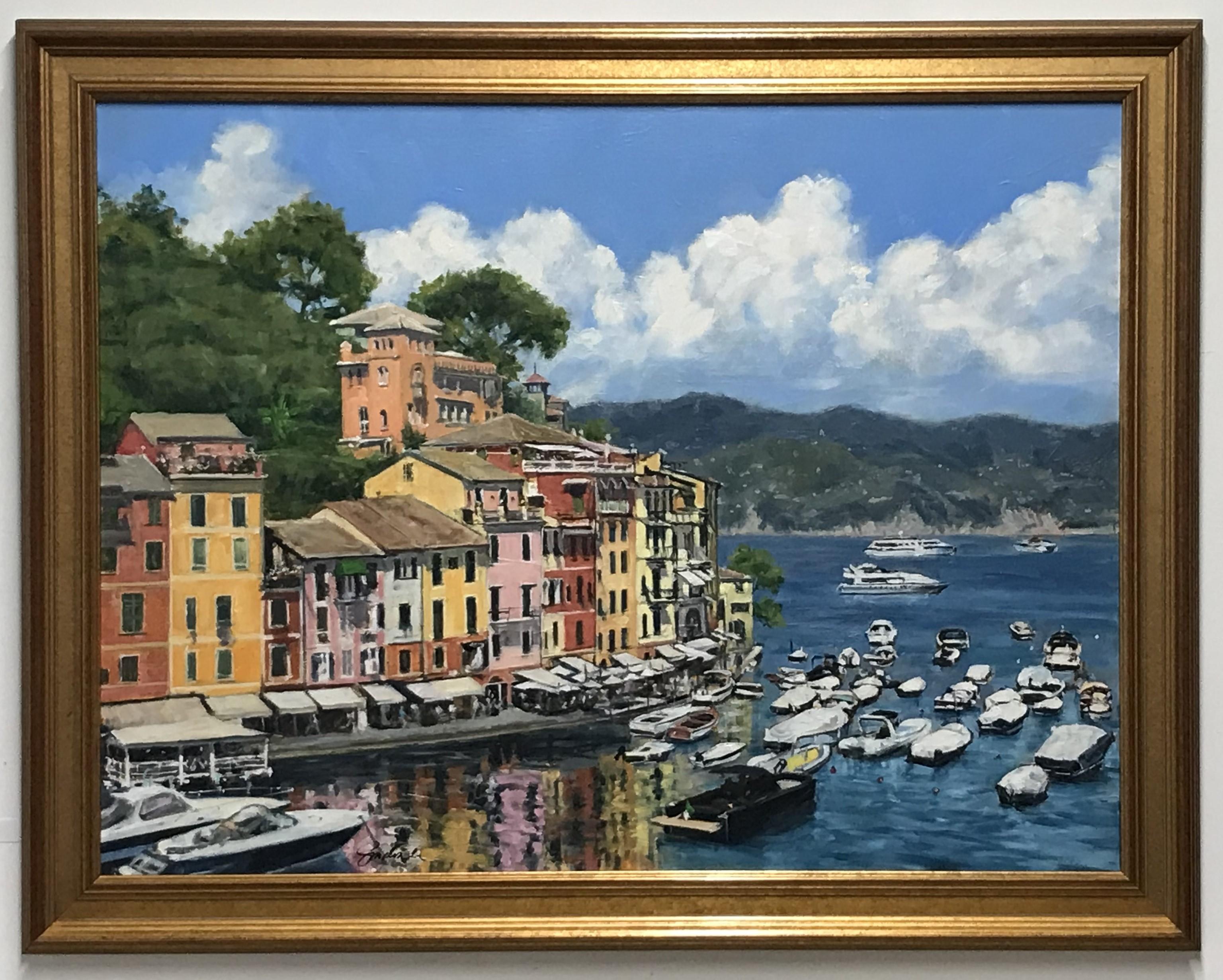 Joseph Sundwall Landscape Painting - High Noon, Portofino, original 30x40 impressionist Italian marine landscape