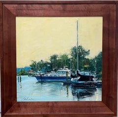 Home Port, original 16x16 impressionist marine landscape