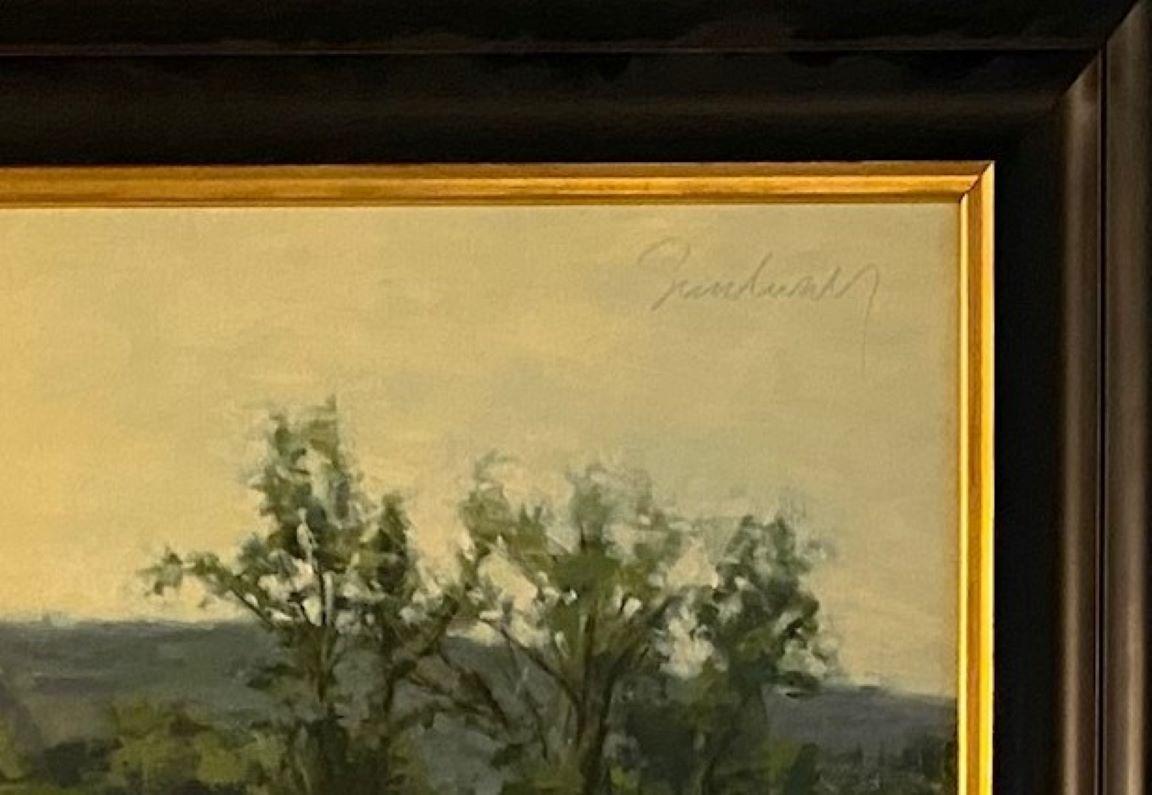 El ordeño de la tarde, paisaje agrícola impresionista original de 20x32 en venta 5