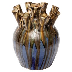 Joseph Talbot La Borne circa 1930 20th Century Blue and Brown Ceramic Vase