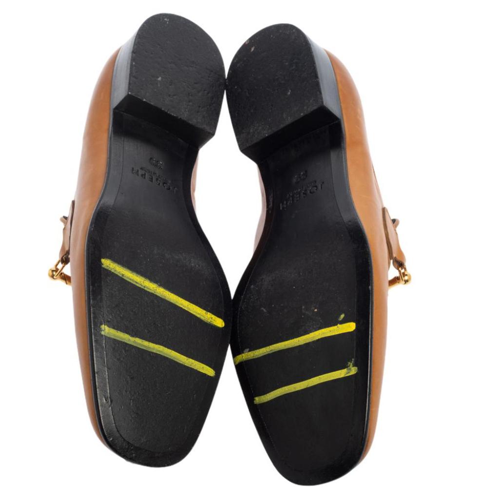Joseph Tan Leather Embellished Slip On Loafers Size 39 1