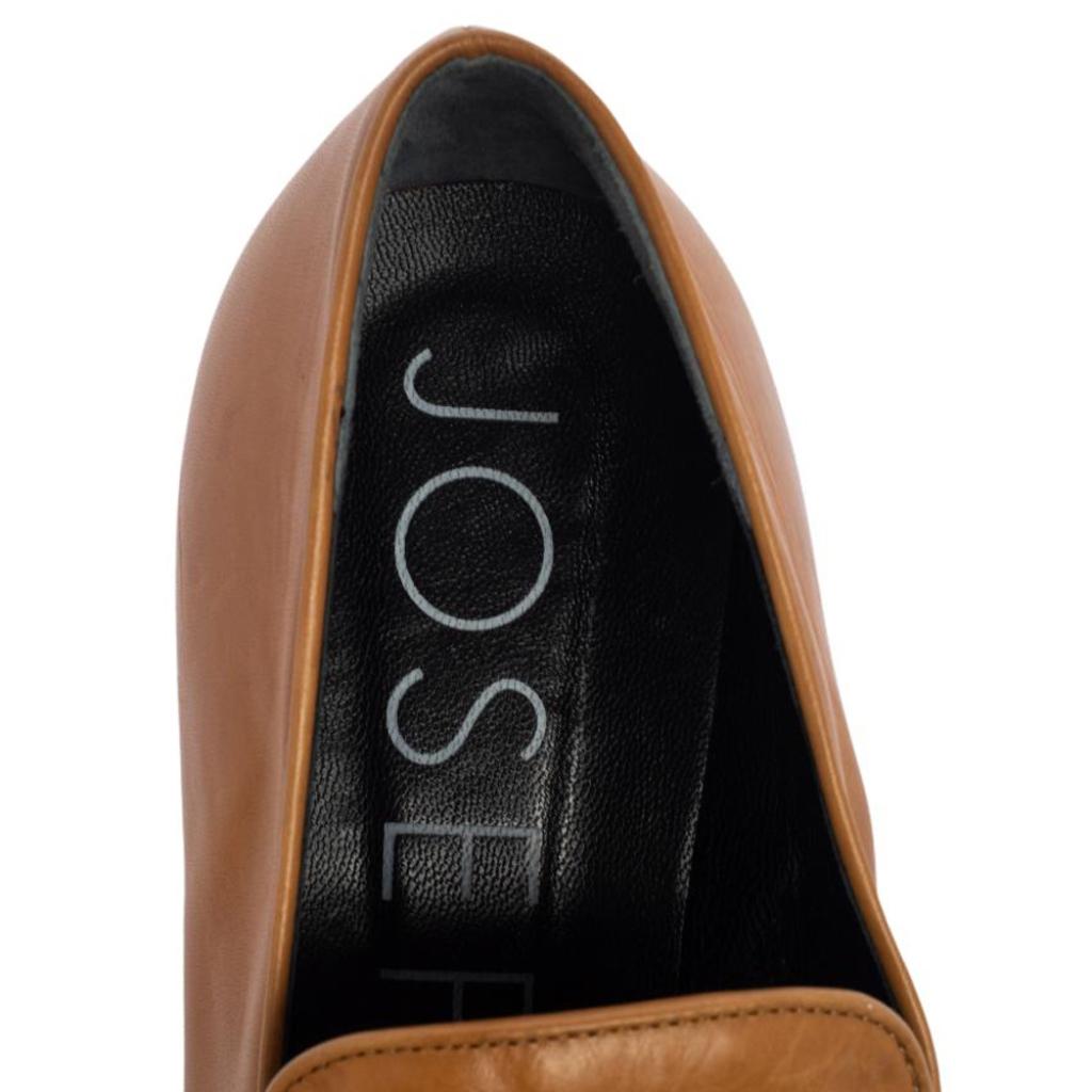 Joseph Tan Leather Embellished Slip On Loafers Size 39 2