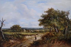 19th Century landscape oil painting of a country track