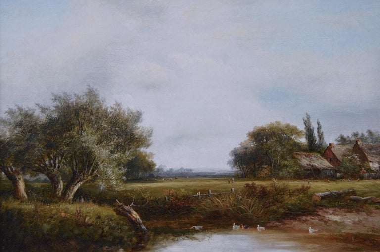 19th Century landscape oil painting of a West Midlands farm - Painting by Joseph Thors