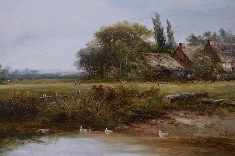 19th Century landscape oil painting of a West Midlands farm - Victorian Painting by Joseph Thors