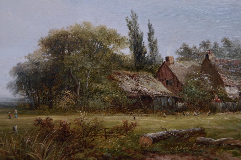 19th Century landscape oil painting of a West Midlands farm - Brown Landscape Painting by Joseph Thors
