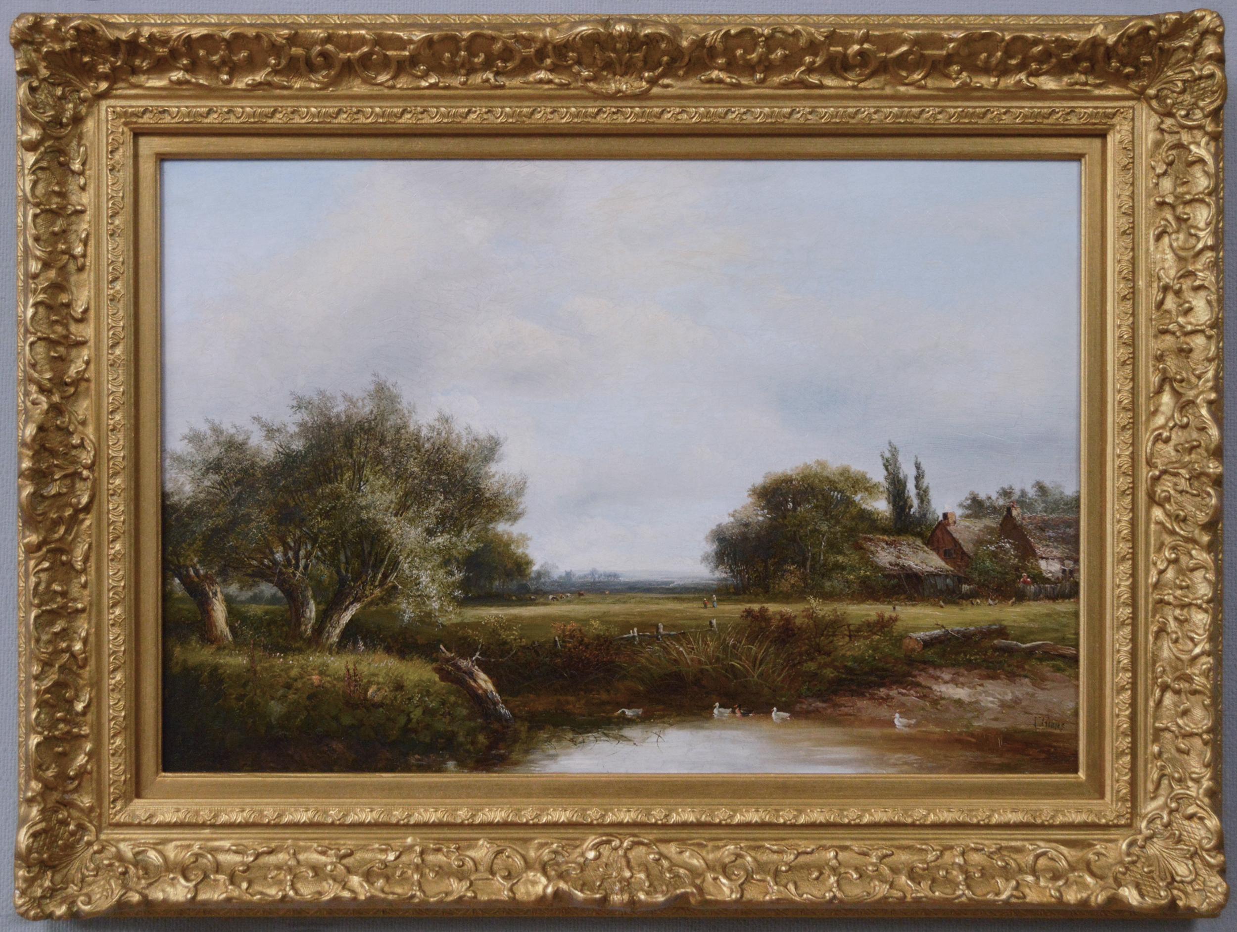 19th Century landscape oil painting of a West Midlands farm