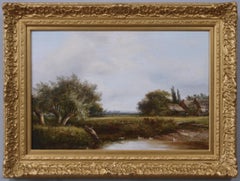 19th Century landscape oil painting of a West Midlands farm