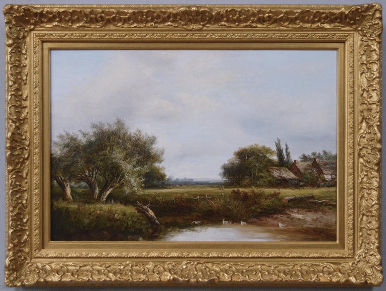 Joseph Thors Landscape Painting - 19th Century landscape oil painting of a West Midlands farm