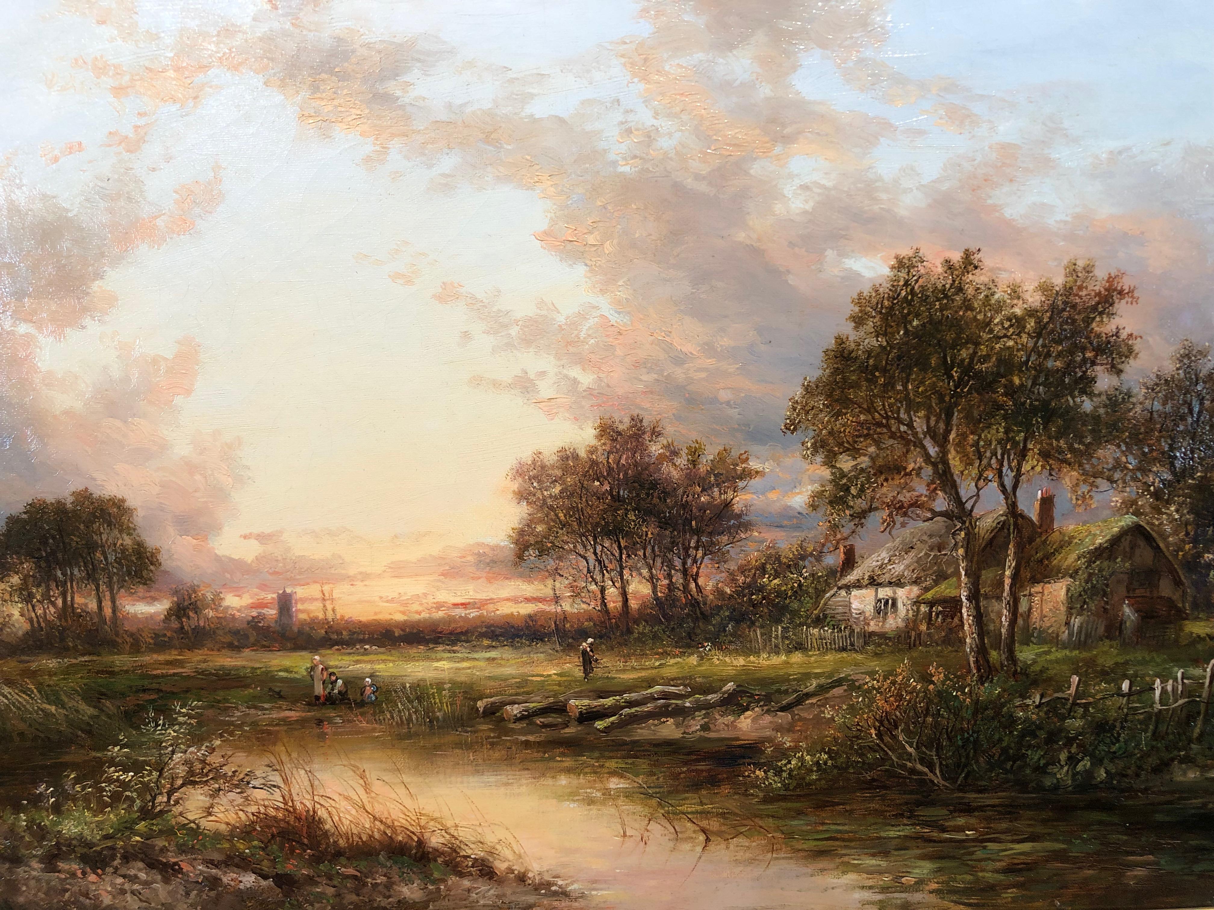 Evening By The River - Oil On Canvas, Landscape by Joseph Thors 1