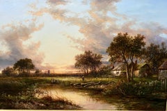 Peinture à l'huile sur toile « Evening By The River » (Le soir près de la rivière) de Joseph Thors