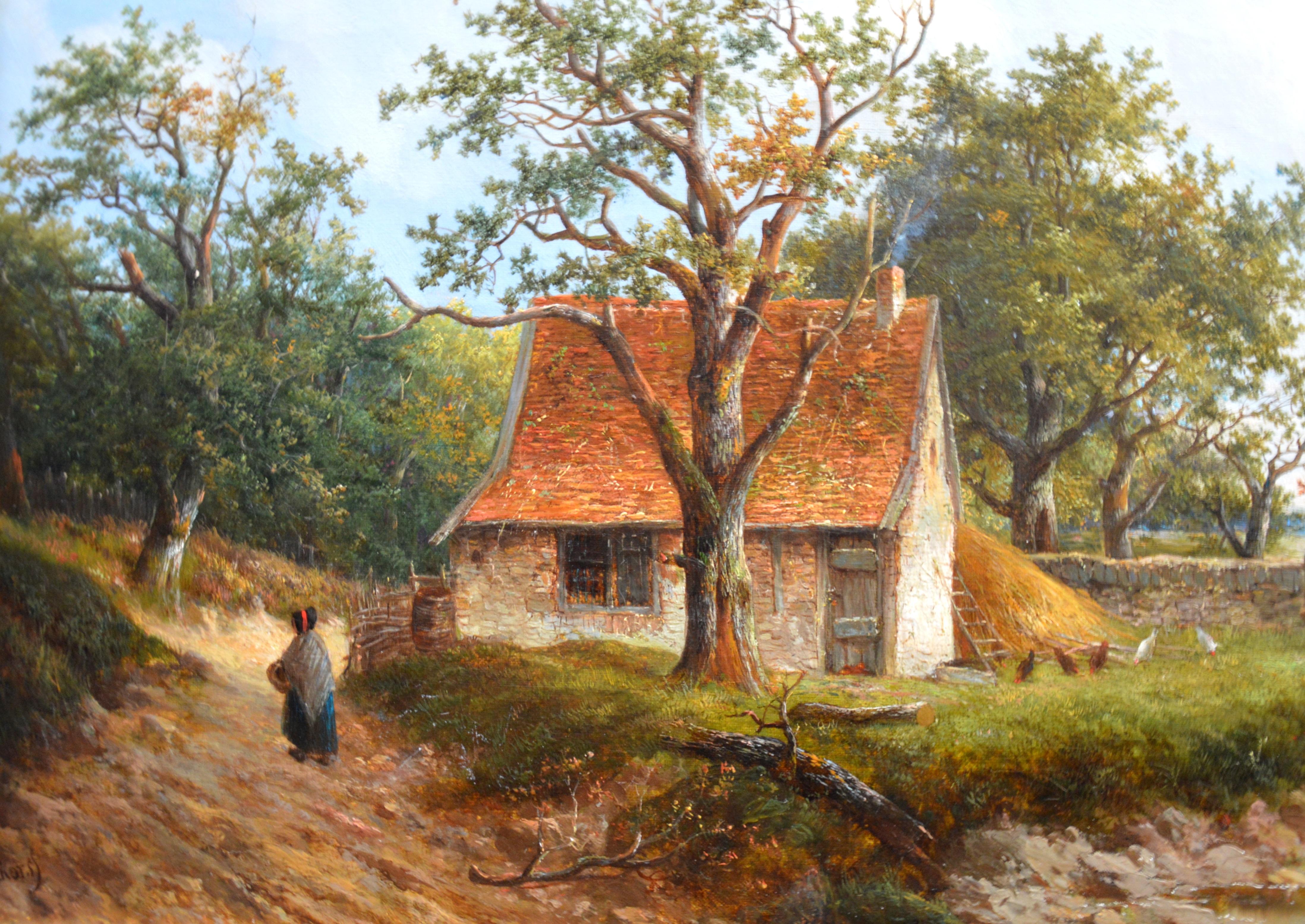 ‘Near Stratford-upon-Avon’ by Joseph Thors (1835-1920).

A fine 19th century landscape oil on canvas depicting a single figure and chickens outside a country cottage near William Shakespeare’s birthplace, Stratford-upon-Avon. The painting is signed