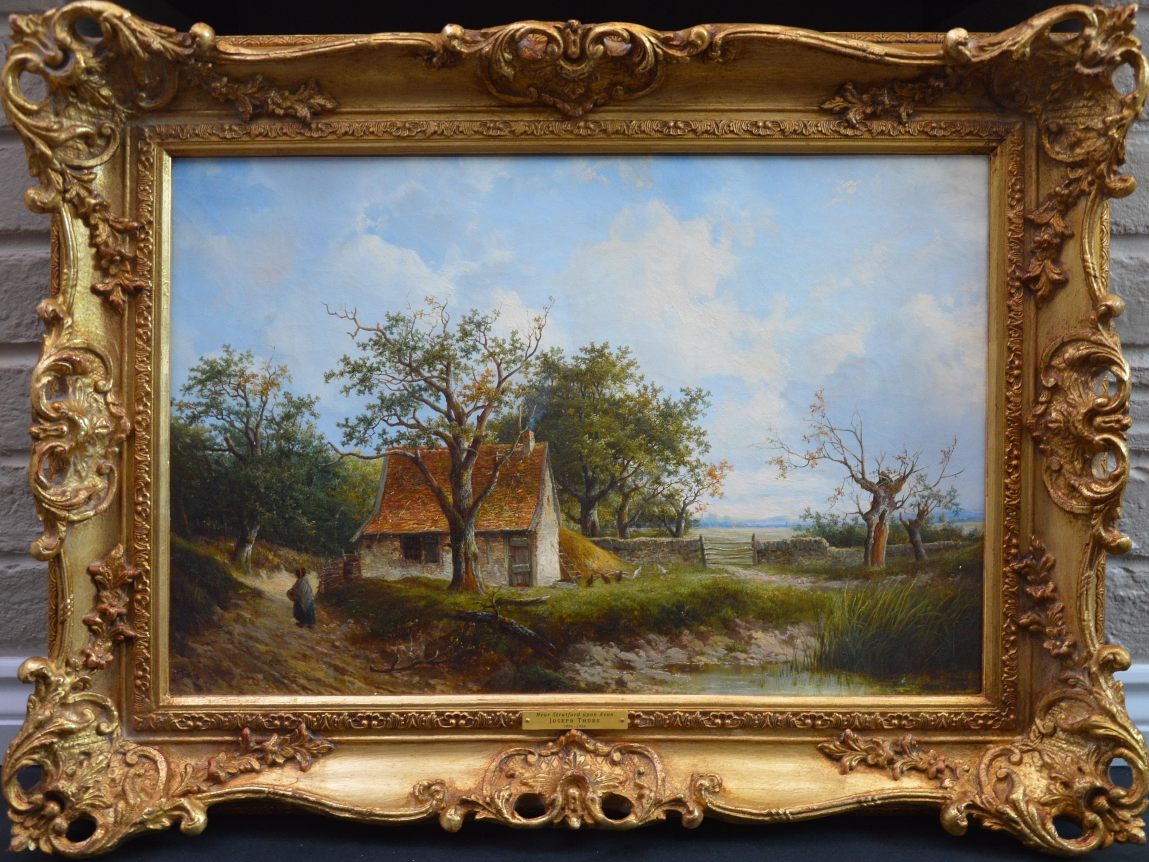 Joseph Thors Figurative Painting - Near Stratford upon Avon - 19th Century Landscape Oil Painting