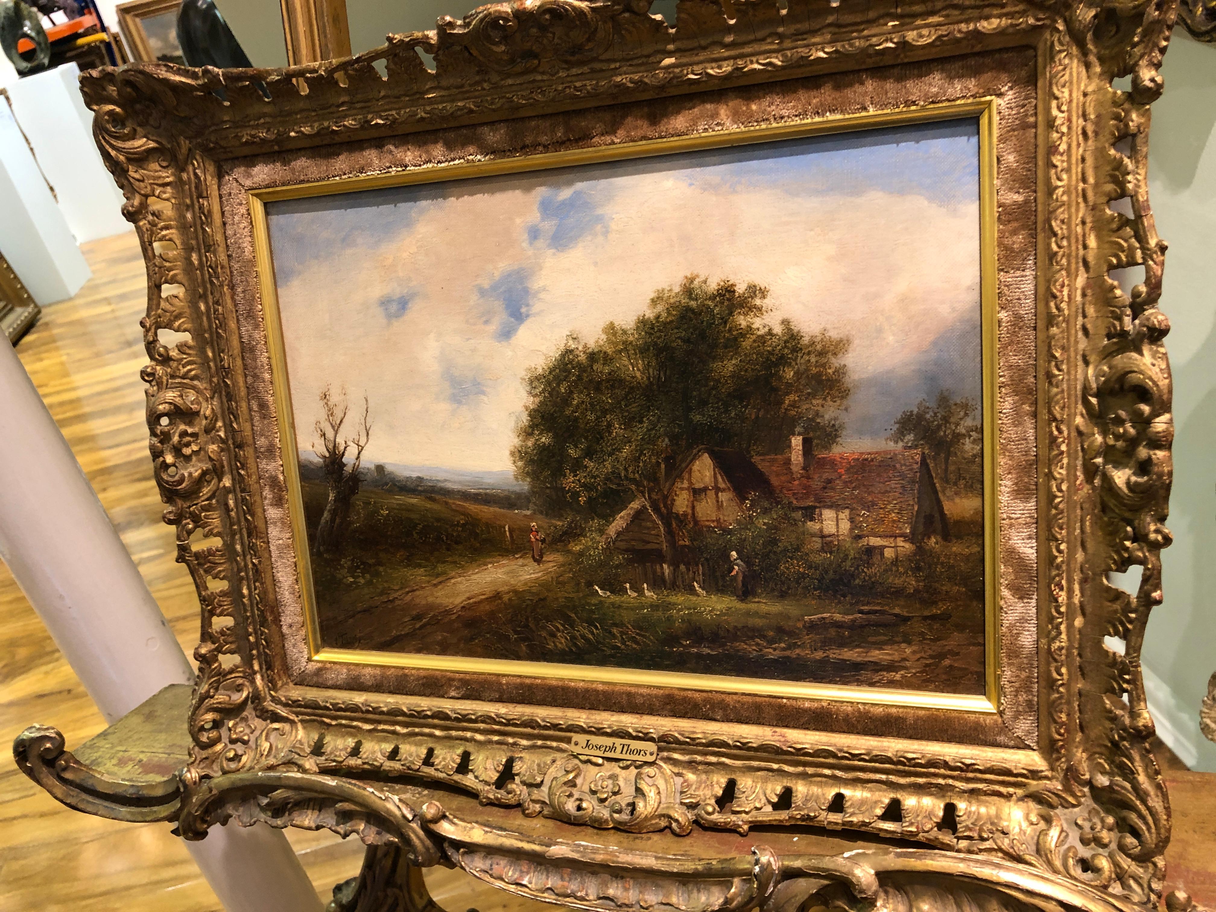 VECCHIA PITTURA AD OLIO FINE ORIGINALE J. THORS XIX secolo British OLD MASTER - Painting Realismo di Joseph Thors