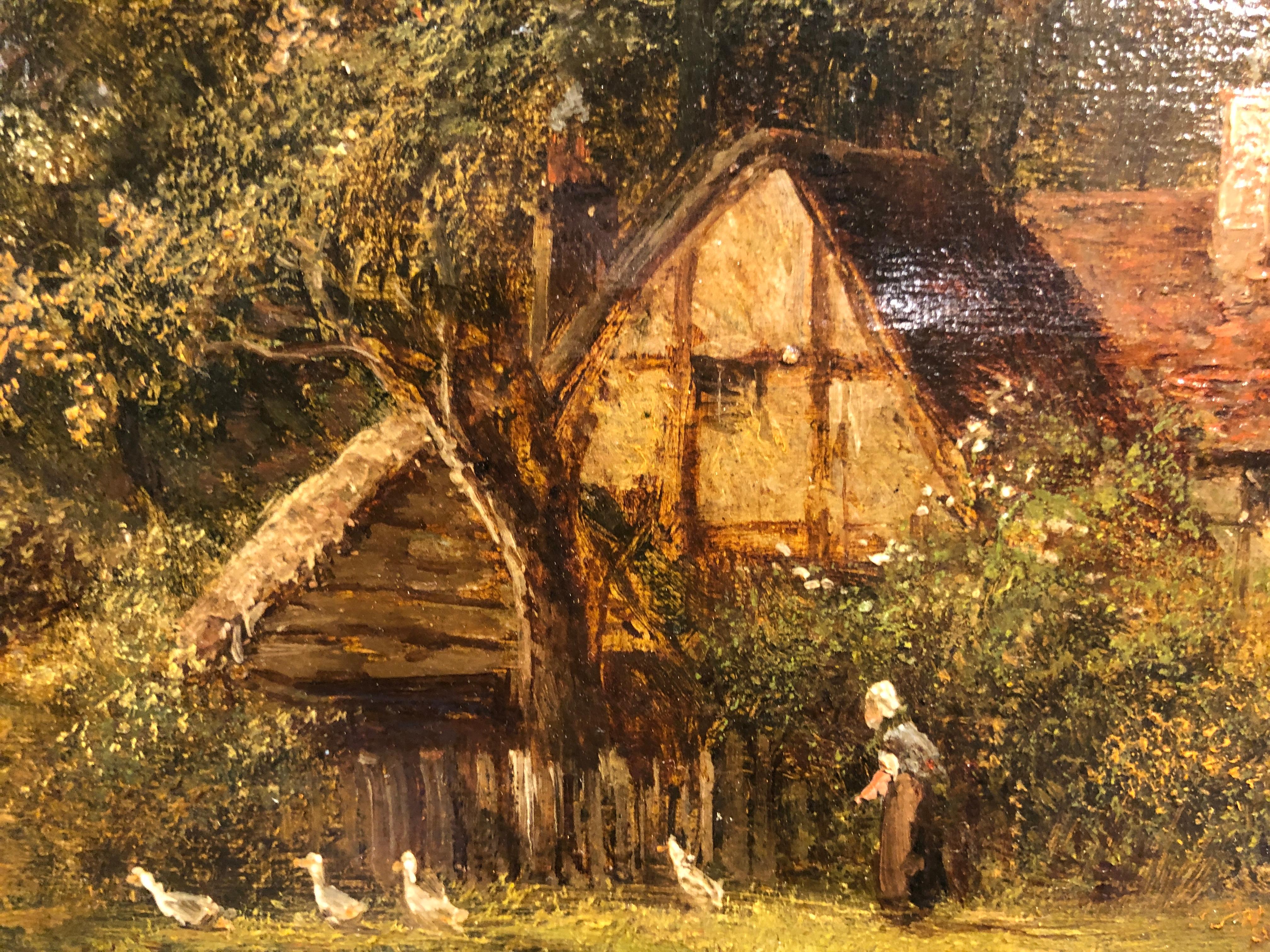VECCHIA PITTURA AD OLIO FINE ORIGINALE J. THORS XIX secolo British OLD MASTER - Landscape Painting Marrone di Joseph Thors