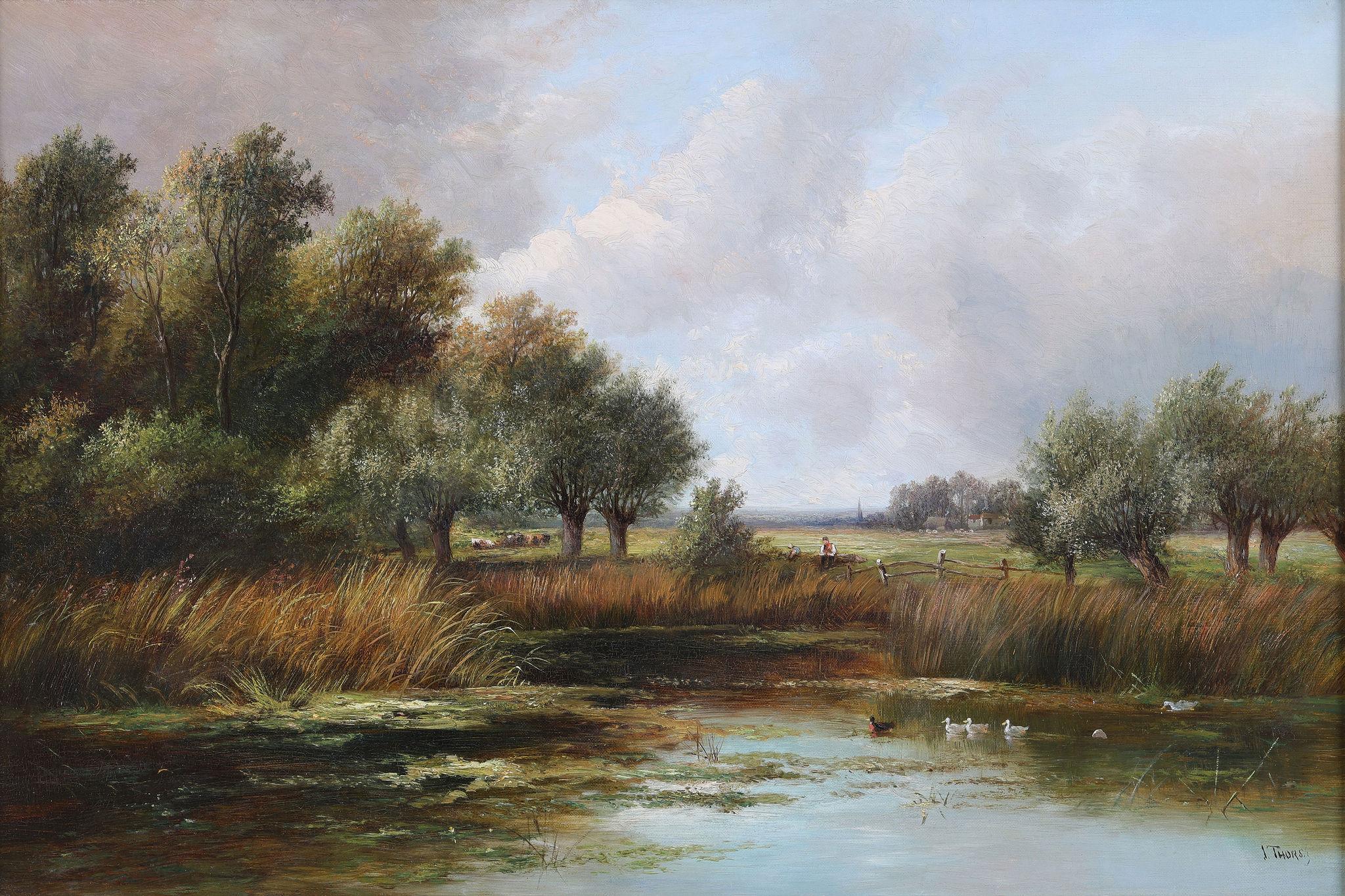 The Duck Pond - Painting by Joseph Thors