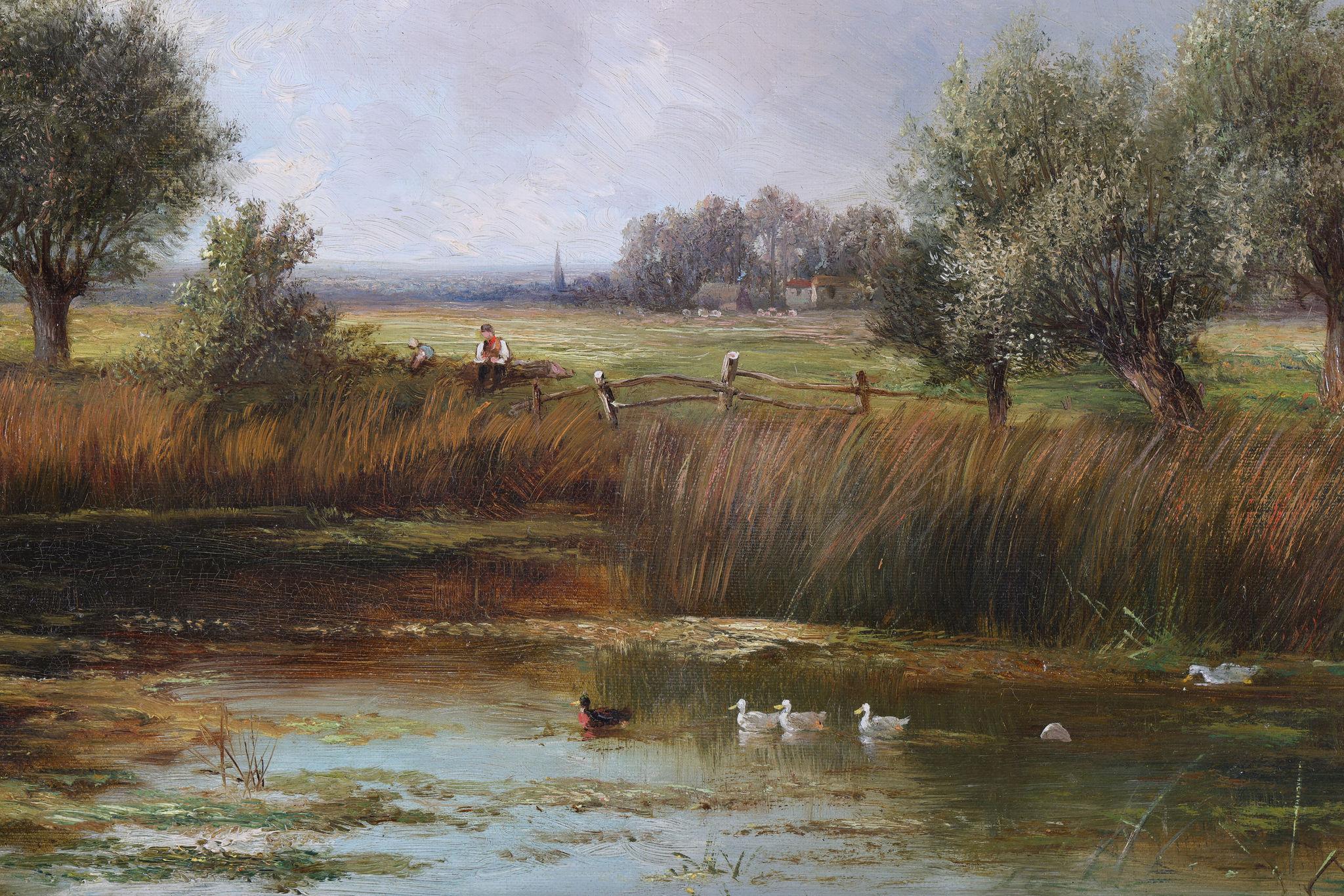 The Duck Pond - Victorian Painting by Joseph Thors