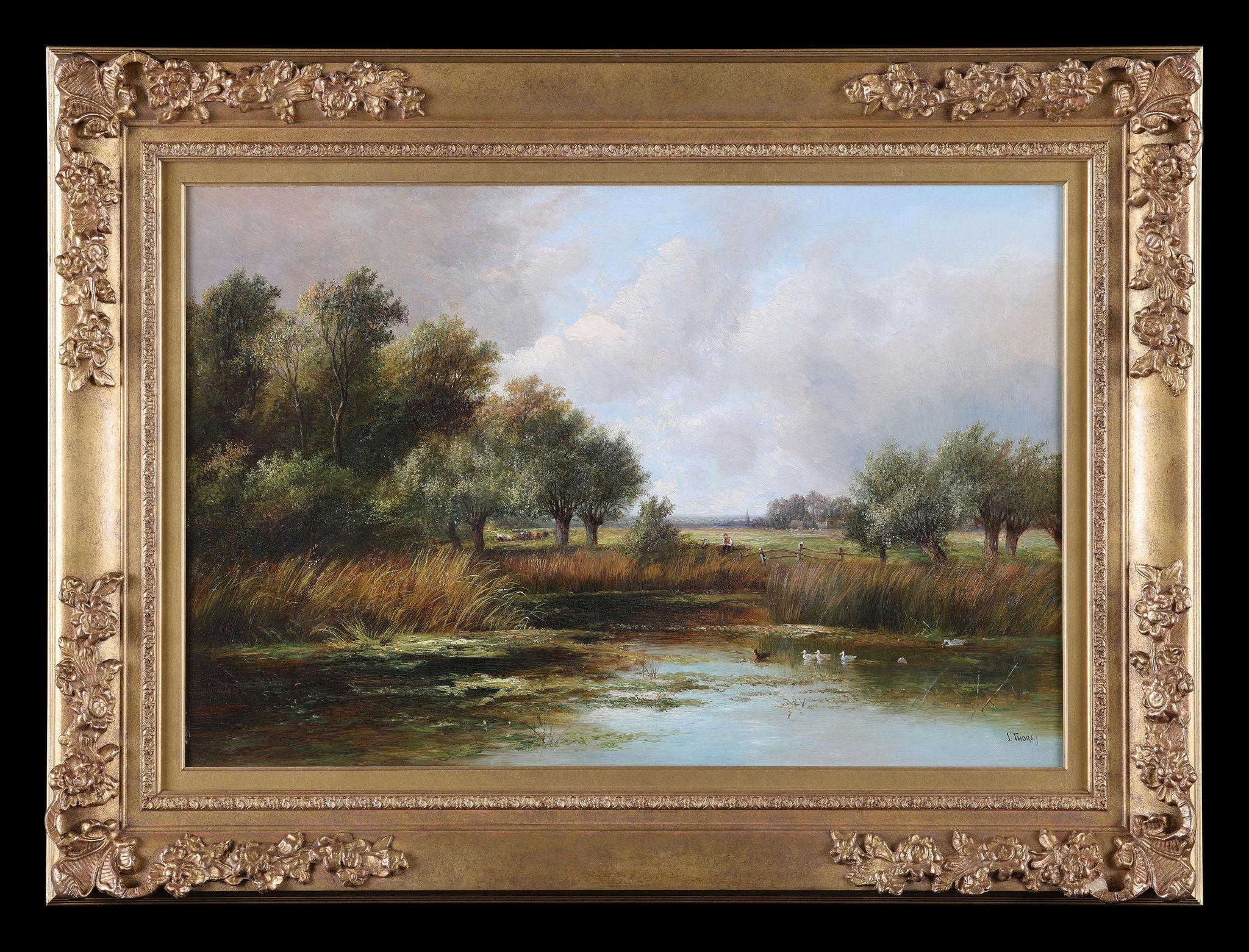 Joseph Thors Landscape Painting – The Duck Pond