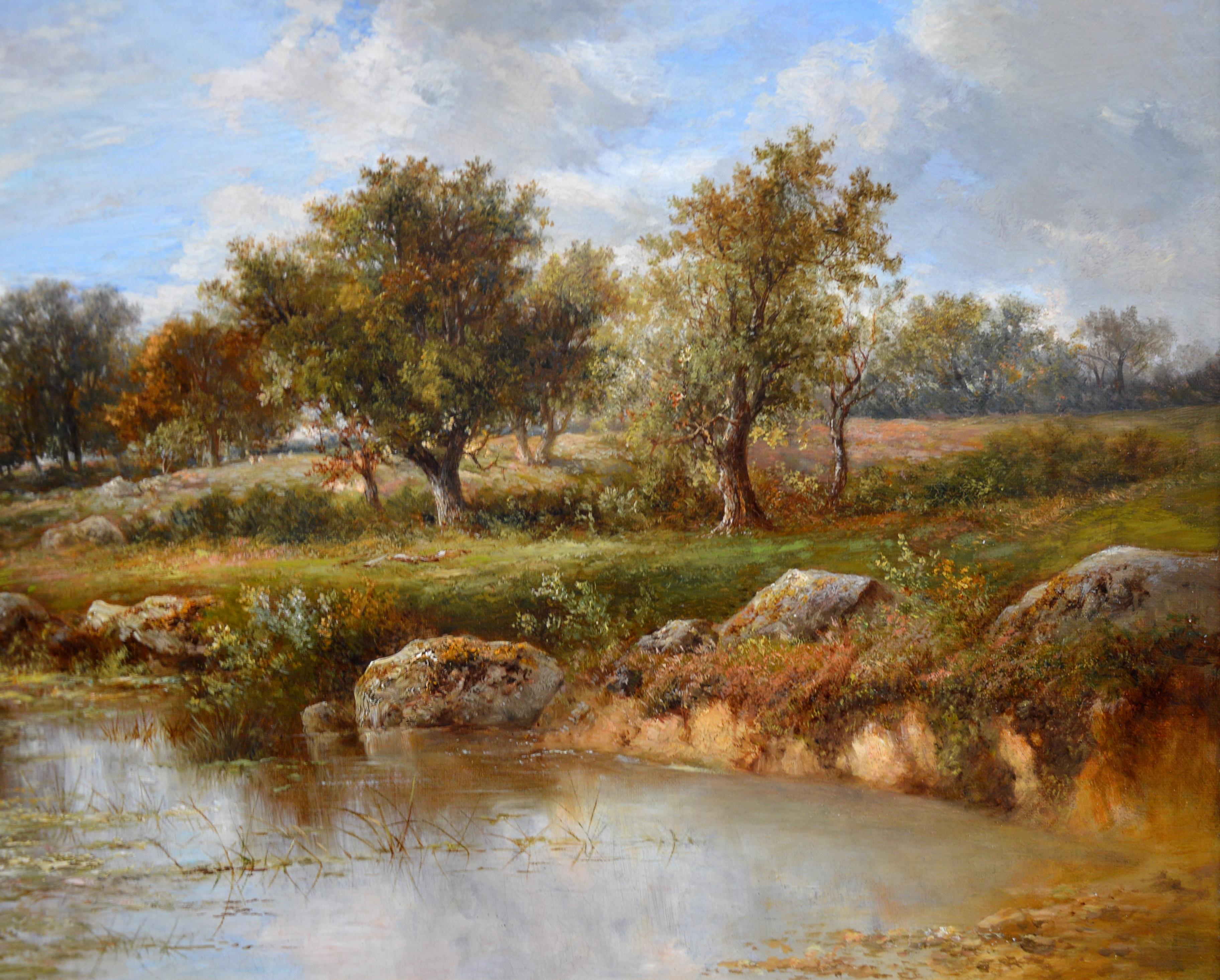 The Way Home - 19th Century English Landscape Oil Painting - Brown Landscape Painting by Joseph Thors