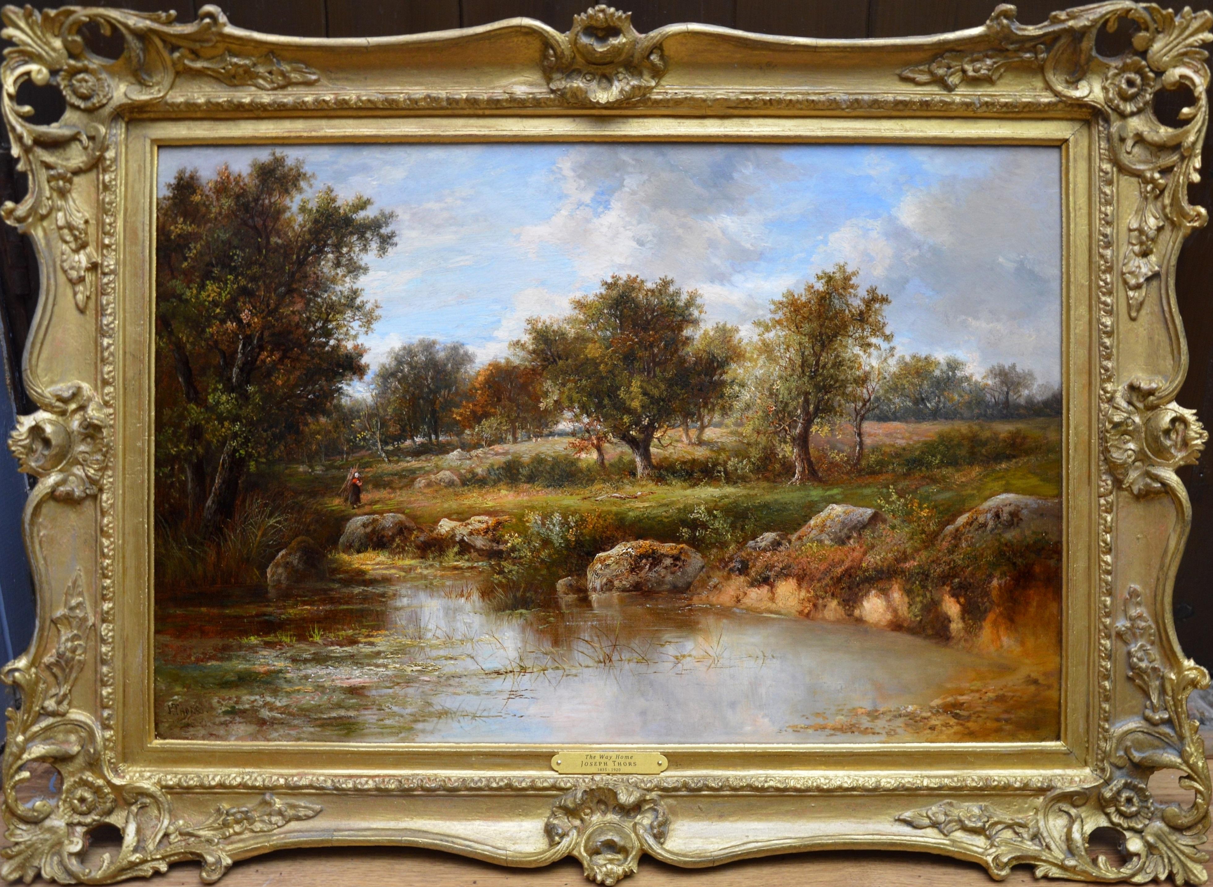 Joseph Thors Landscape Painting - The Way Home - 19th Century English Landscape Oil Painting