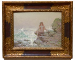 Sirena junto a la orilla, Americano, Impresionista, Desnudo, Figura, Paisaje, Orilla del mar
