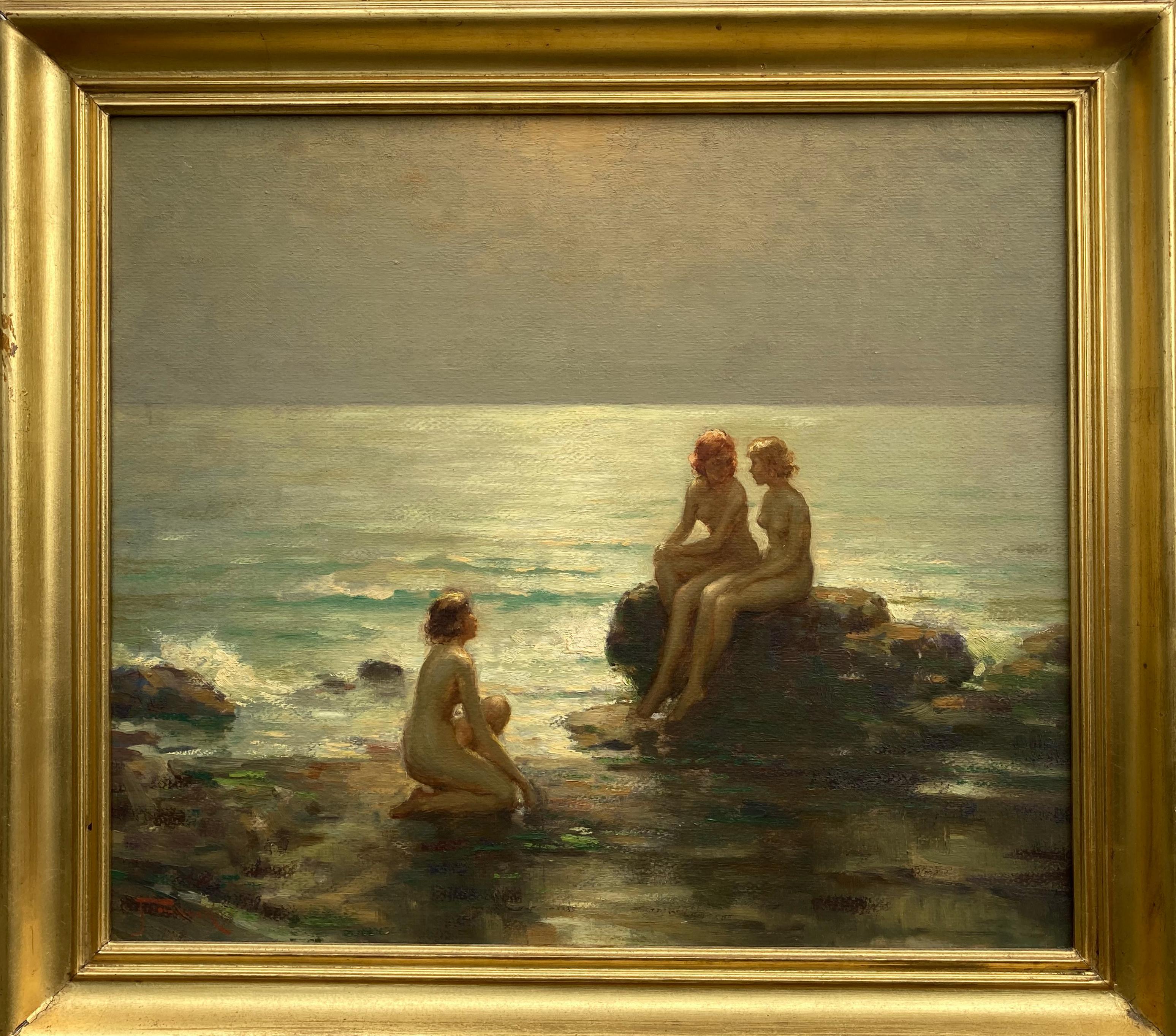 The Bathers - Painting by Joseph Tomanek