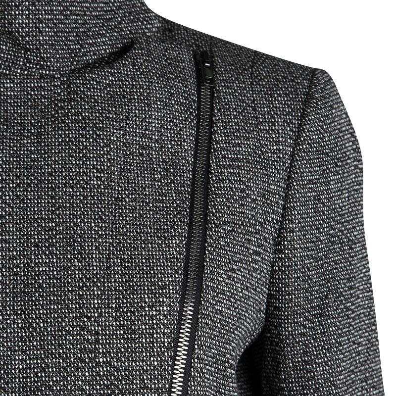 Black Joseph Tricolor Techno Tweed Zip Detail Preston Long Coat M