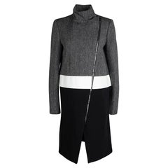 Joseph Tricolor Techno Tweed Zip Detail Preston Long Coat M
