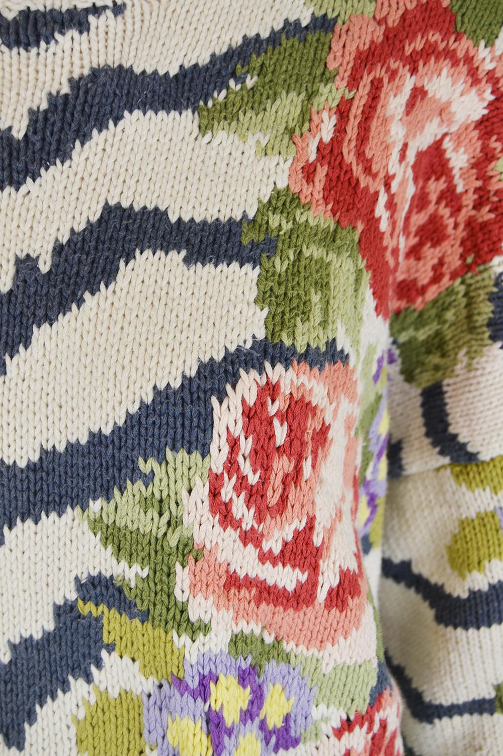 Pull en coton tricot vintage imprimé rose tigre Joseph, années 1980 en vente 2