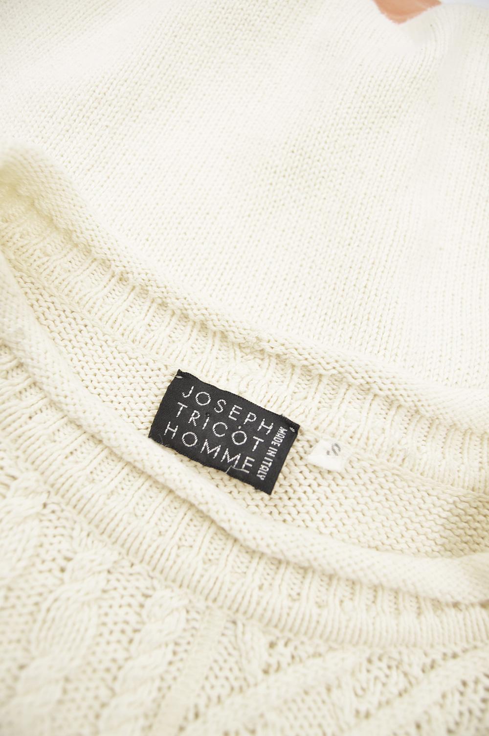 Joseph Tricot Homme Men's Vintage Cable Knit & Orange Cotton Sweatshirt, 1990s For Sale 1