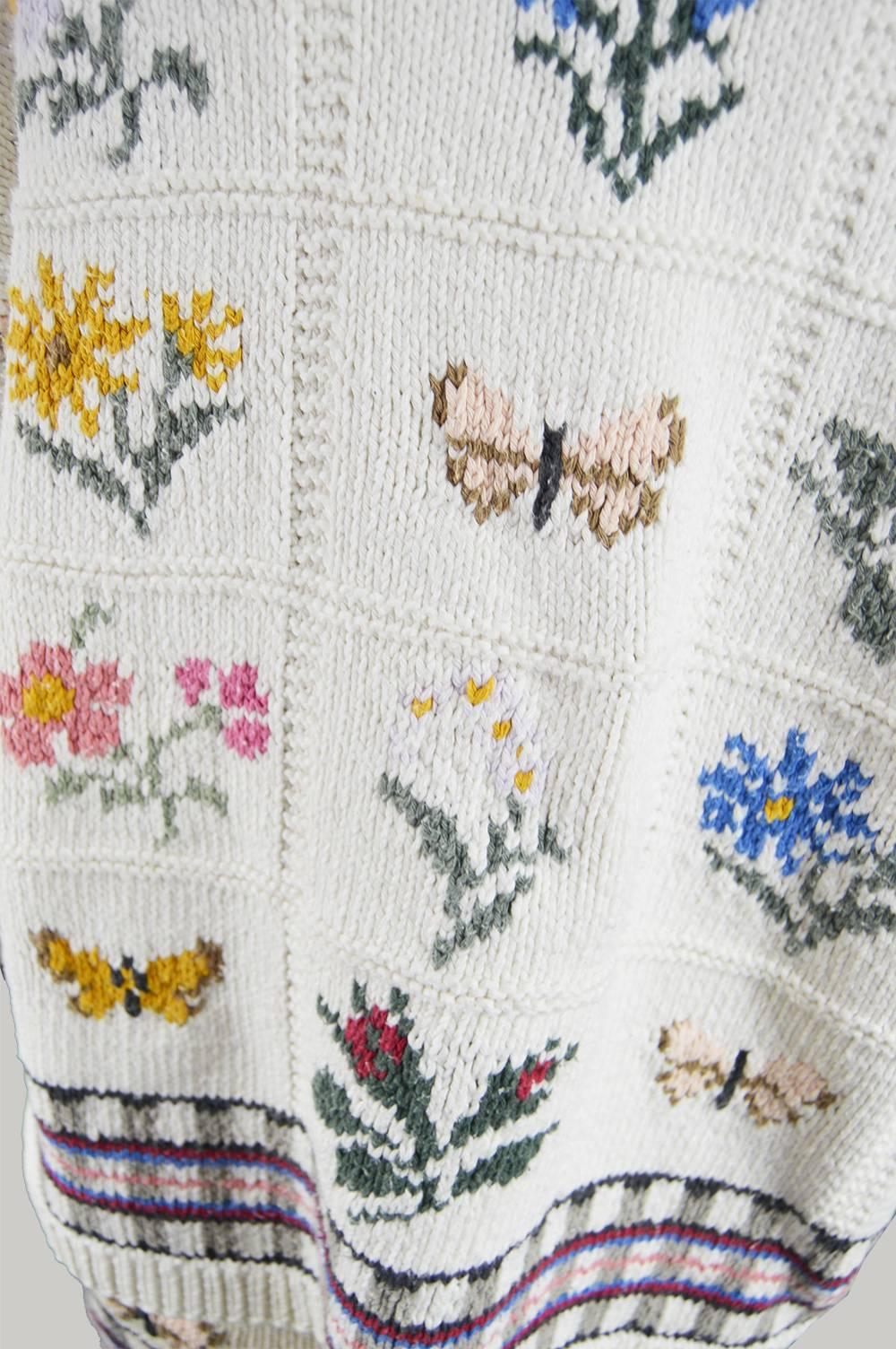 Gray Joseph Tricot Vintage 1980s Hand Knit Cotton 2 Piece Oversized Sweater & Skirt
