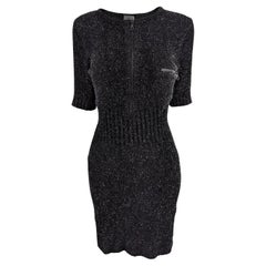 Joseph Tricot Vintage Black & Silver Sparkly Lurex Fluffy Knit Dress, 1990s
