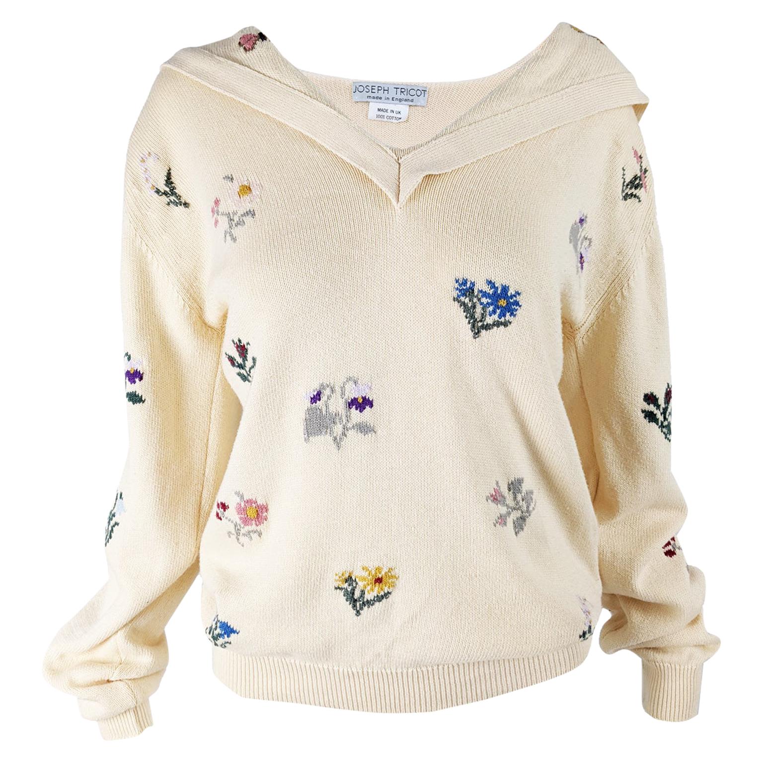 Joseph Tricot Vintage Sailor Collar Butterfly Knit Sweater Top, 1980s