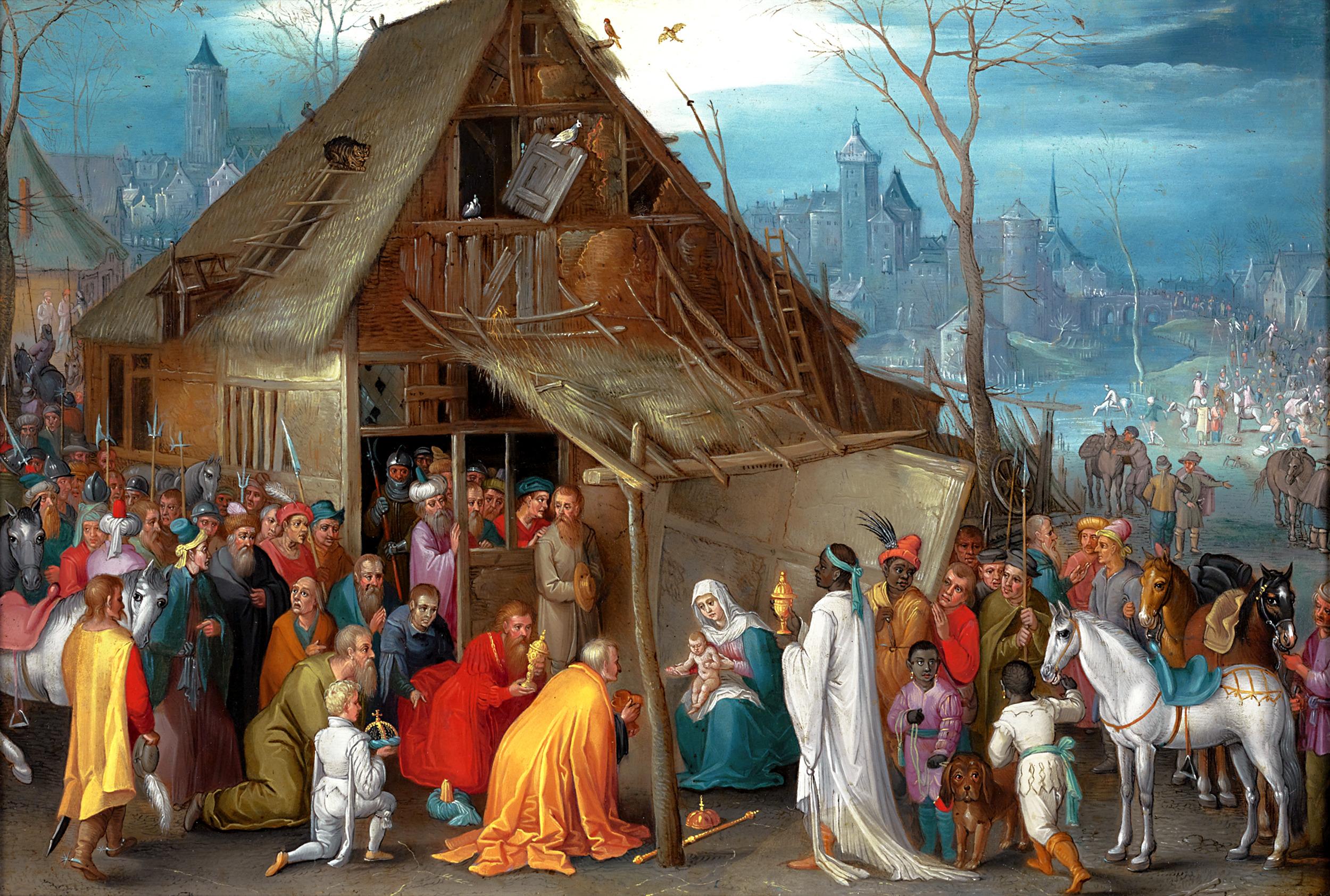 Joseph van Bredael
1688-1739  Flämisch

Die Anbetung der Heiligen Drei Könige

Öl auf Kupfer

Dieses außergewöhnliche Gemälde, das auf Kupfer gemalt wurde und eine exquisite Leuchtkraft aufweist, wurde von dem famosen flämischen Künstler Joseph van