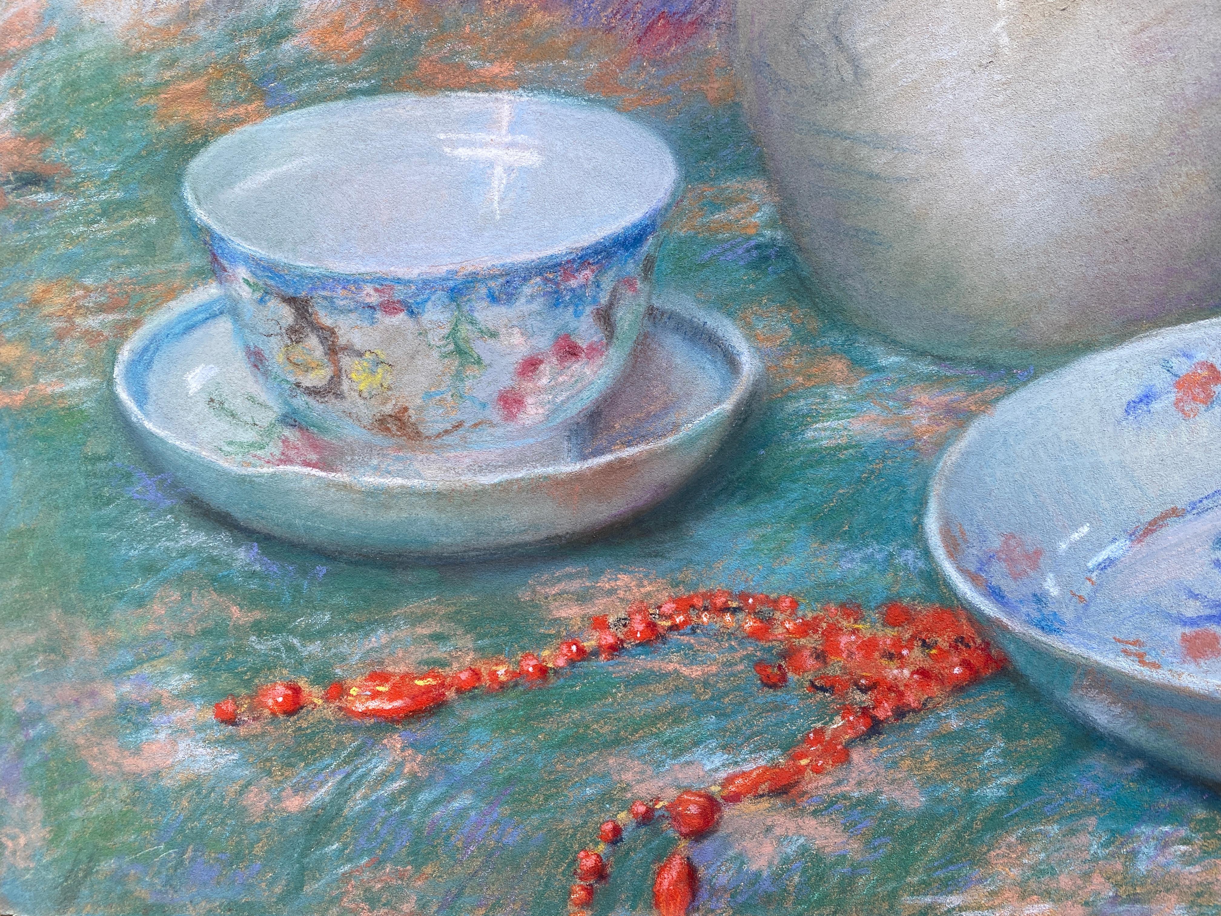 Joseph Vande Fackere, Bruges 1879 – 1946, Les Fleurs et Accessoires, Pastel For Sale 6