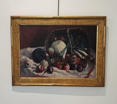 Still life with basket of fruits and vegetables