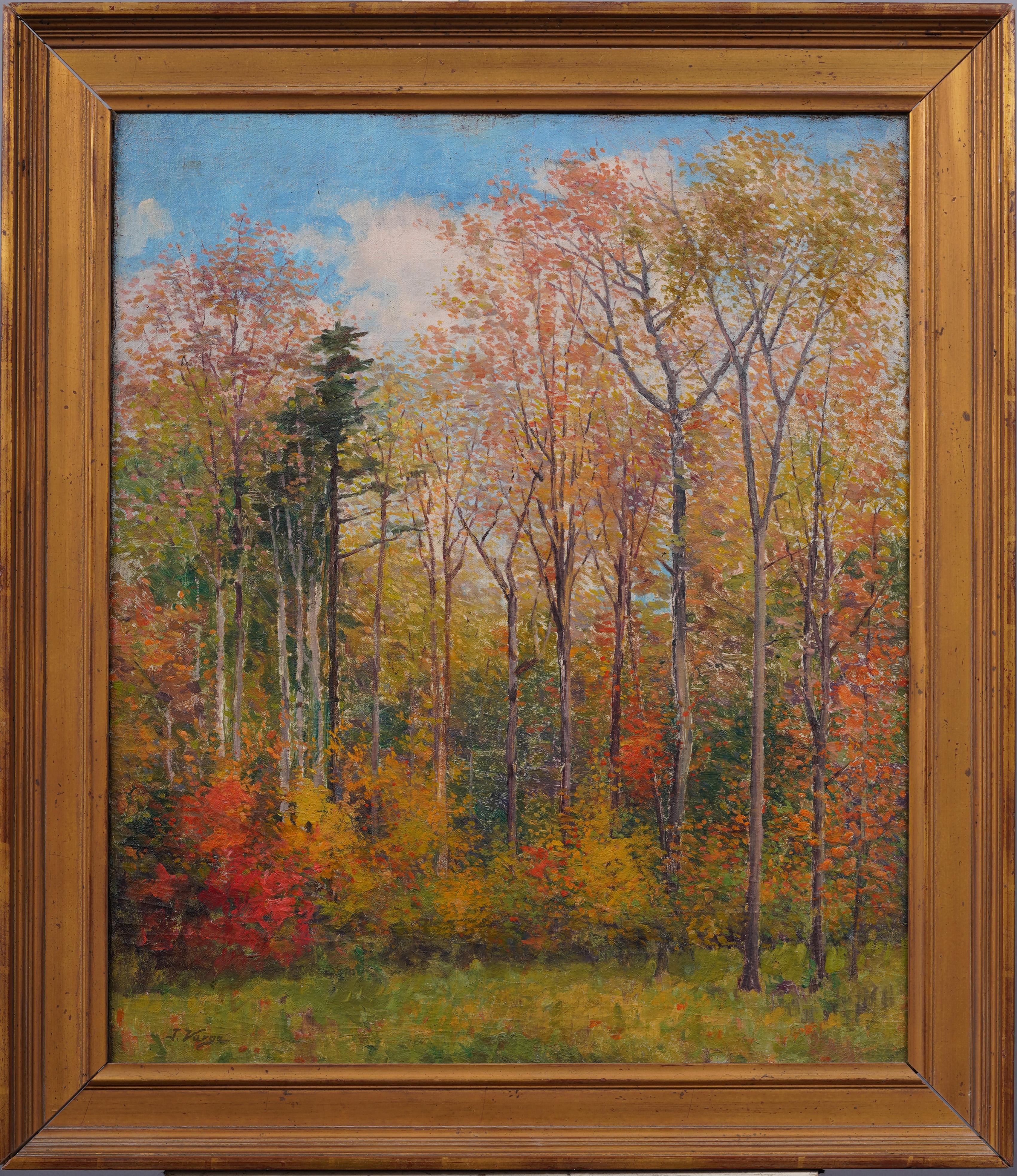 Antiguo cuadro de paisaje regionalista impresionista americano del norte del estado de Nueva York - Painting de Joseph Varga 
