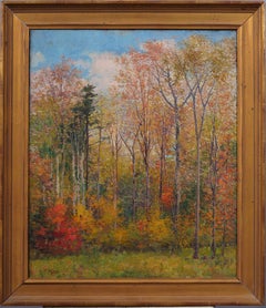Antique American Impressionist Upstate New York Regionalist Landscape Painting