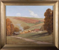 Joseph Vickers De Ville (1856-1925) - 1907 Oil, Threshing In The Cotswolds