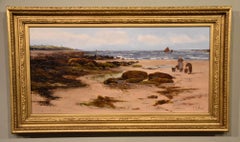 Antique Oil Painting by Joseph Vickers De Ville "A Cornish Coastal View"
