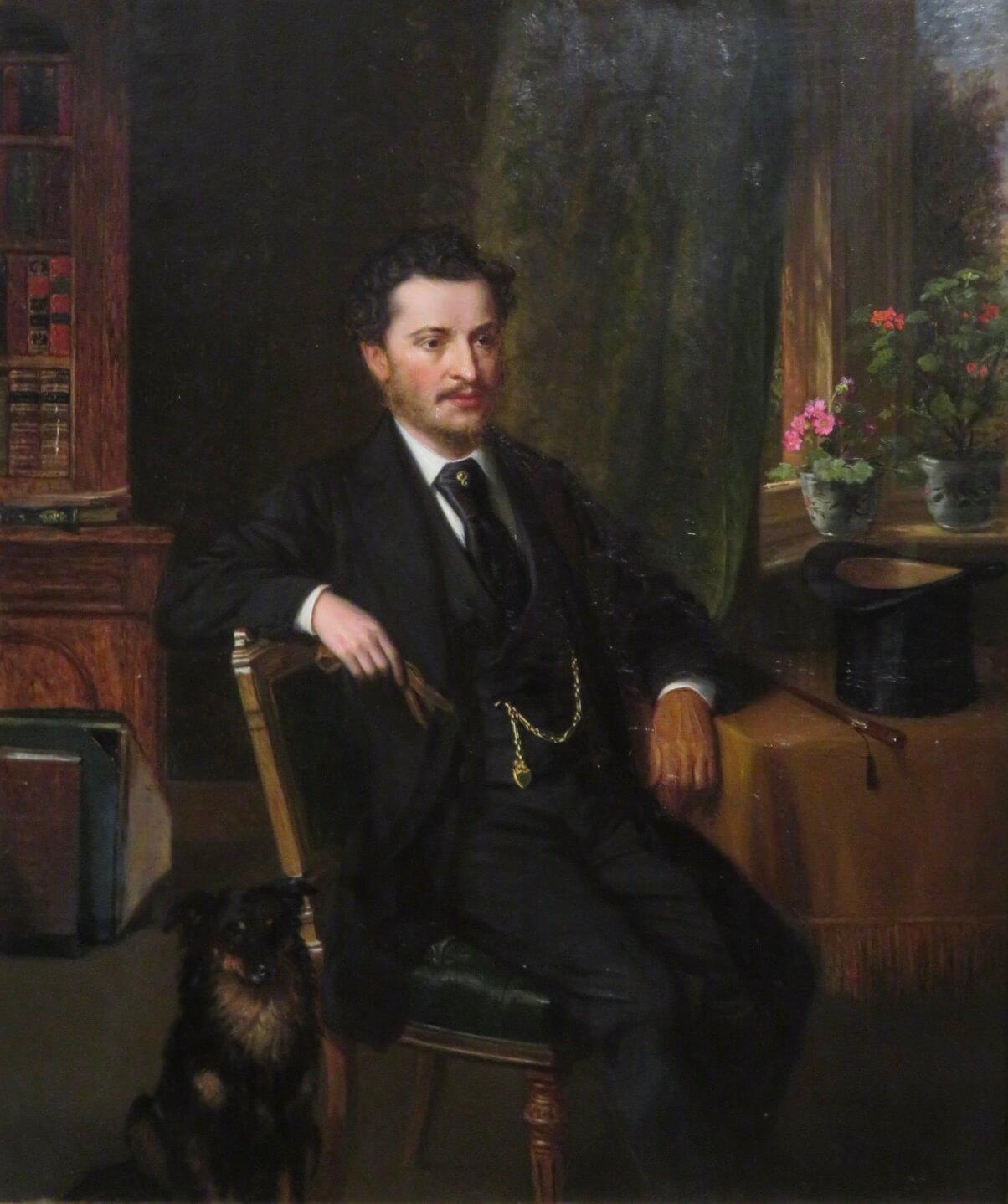 The English House of Antiques Country Antiques peinture à l'huile PORTRAIT D'UN GENTLEMAN - Painting de Joseph Vincent Gibson 