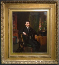 ANTIQUE 19th CENTURY ENGLISH COUNTRY HOUSE Oil Painting PORTRAIT OF A GENTLEMAN