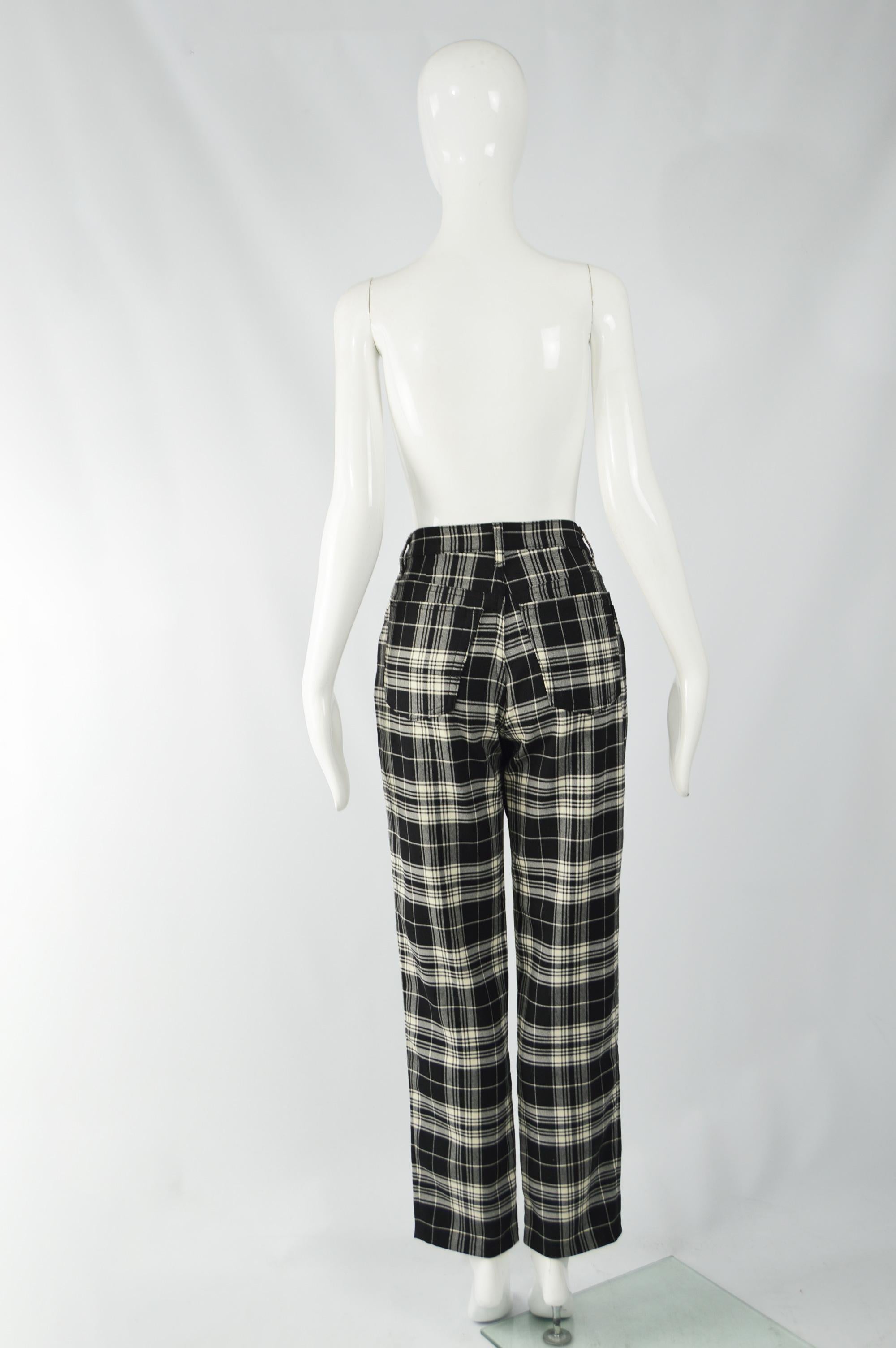 Joseph Vintage Black & White Check Trousers Pants For Sale 1