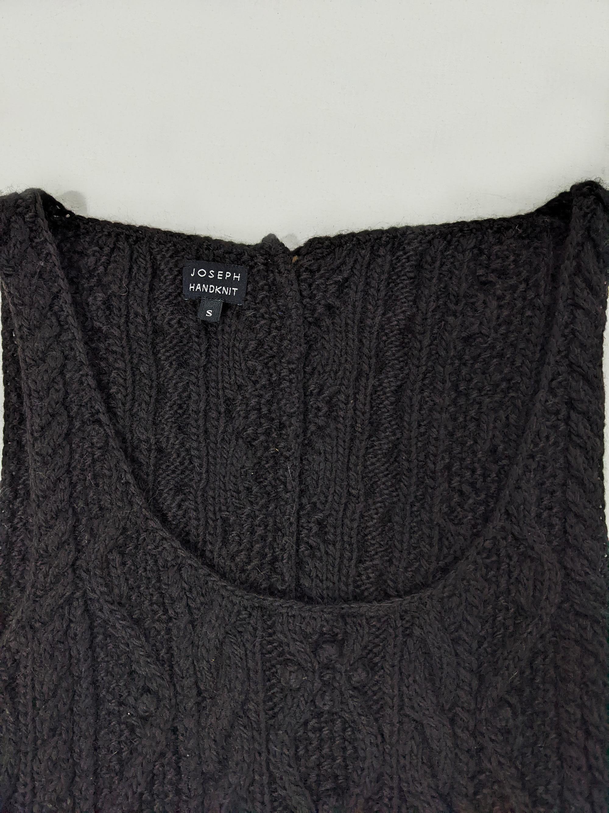 Joseph Vintage Hand Knit Black Cable Knit Sweaterdress Pinafore Sweater Dress 1