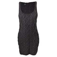 Joseph Vintage Hand Knit Black Cable Knit Sweaterdress Pinafore Sweater Dress