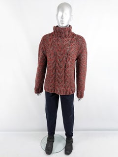 Joseph Vintage Mens 1990s Red Cable Knit Knitwear Sweater